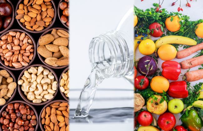 almendras-agua-banana-pimiento