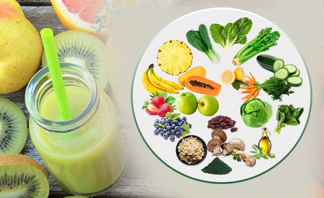 plato-vegetales-frutas-extracto-verde