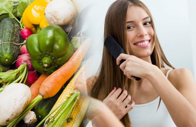 alimentos-vegetales-mujer-peinandose