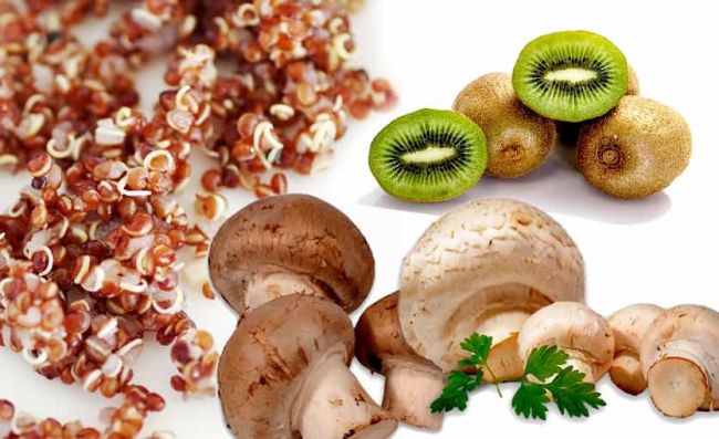 quinoa-cocida-hongos-kiwi-perejil