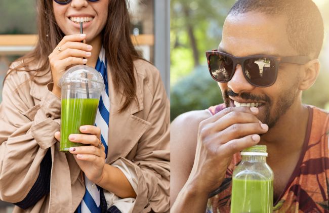 mujer-hombre-jugo-verde