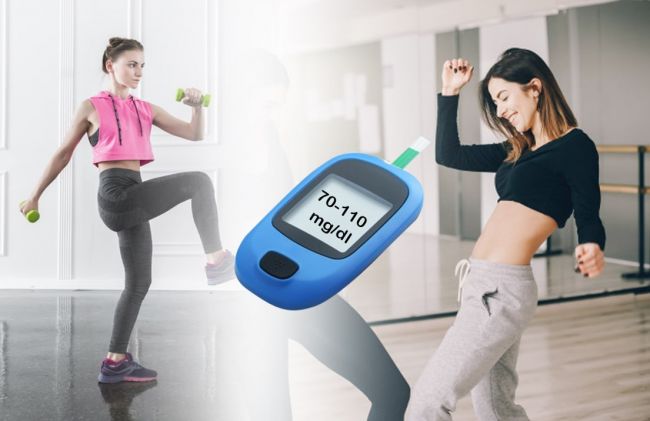 mujer-levantando-pesas-bailando-glucometro