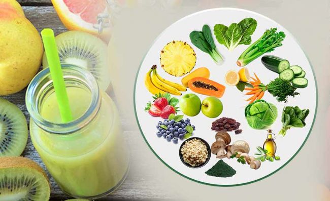 plato-alimentos-vegetales-extracto-verde