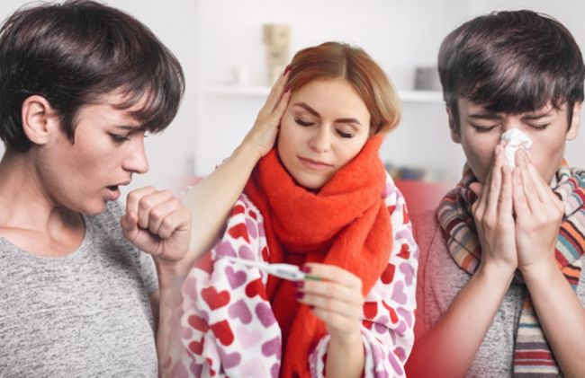 mujer-tosiendo-termometro-estornudando