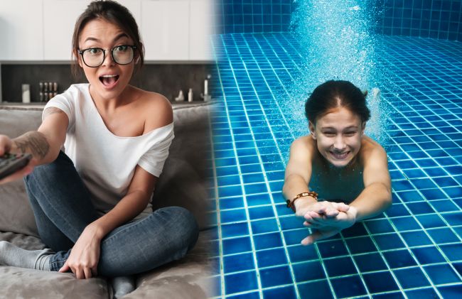 mujer-mirando-tele-nena-nadando